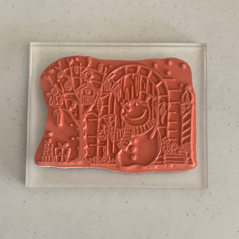 🇨🇦 Festive Orange Rubber Stamp for Crafts